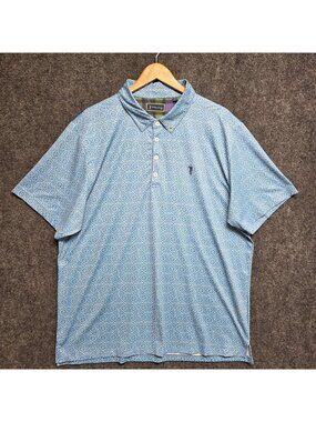 William Murray Shirt Mens XL Blue Geometric Print Golf Polo Short Sleeve Casual